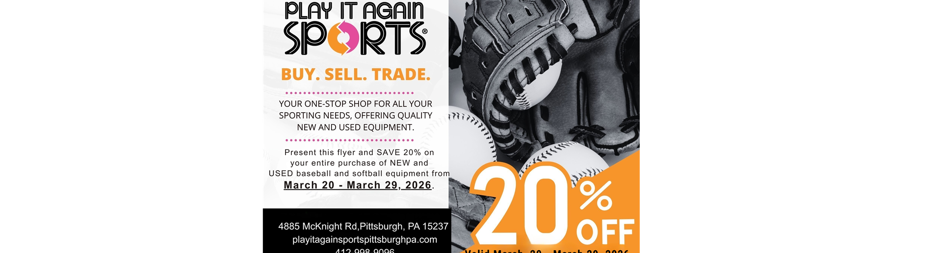 Play it Again Sports 20% off!